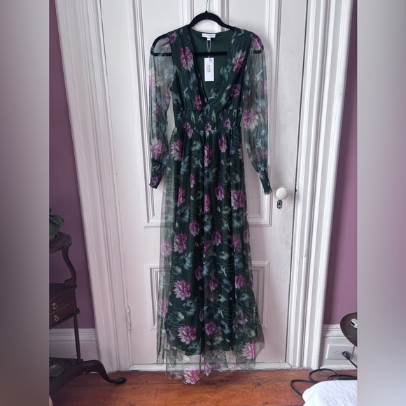 Baltic Born Dresses & Skirts - Baltic Born NWT Layla Tulle Maxi Dress Dark Floral Green 3 Layers